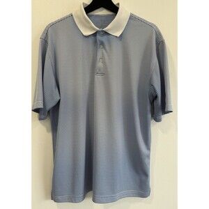 PGA Tour Golf Polo Shirt Men’s L Blue White Striped